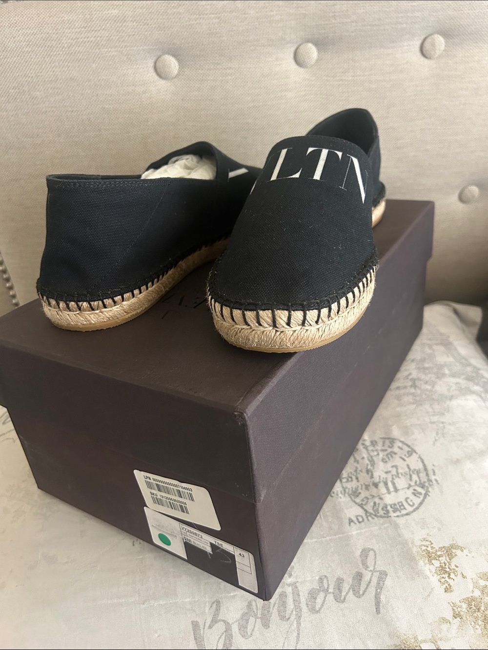 Valentino Black Canvas VLTN Espadrilles
